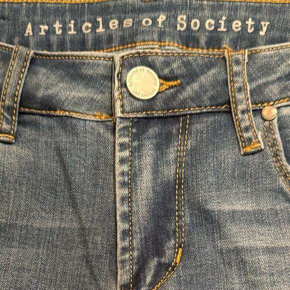ARTICLES OF SOCIETY SUPER SOFT SPARTA WASH SKINNY JEANS W/ FRAYED HEM SZ 26 - Picture 3 of 7